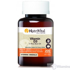 NutriVital Vitamin D3 - 1000IU - 200 Capsules